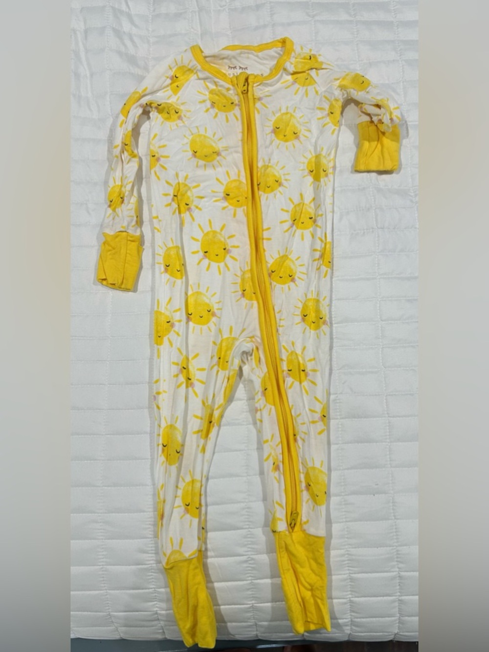 Little Sleepies White Footed One-Piece with Yellow Sun Print